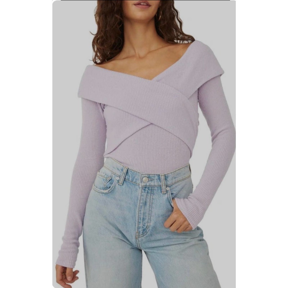 Free People Marley Off the Shoulder‎ Long-Sleeve Rib Top NWT